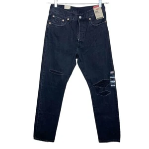 Levi’s Womens 501 Black Distressed High Rise Straight Leg Jeans Size 27x30 - Picture 1 of 10