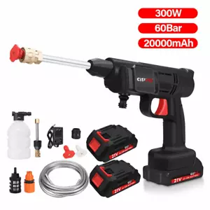 2 Battery Cordless Water Spray Gun Portable High Pressure Car Washer Cleaner - Picture 1 of 14