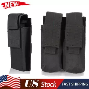Tactical Molle Single/Double Pistol Magazine Pouch Tool Organizer Holder Holster - Picture 1 of 30