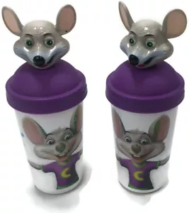 Chuck E. Cheese Plastic Drinking Cups Lid Straws Mouse Let's Party Lot X2 - Picture 1 of 10