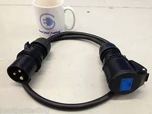 Profesional PCE Negro 240v 16a Enchufe a Acoplador Extensión Plomo para Uso en Etapa H07 - Imagen 1 de 1