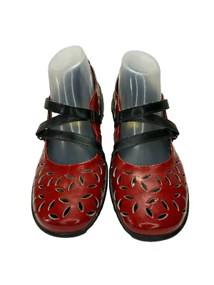 Zapatos Reiker Mary Janes Hook n Loop Cuero Rojo/Negro Con Correa Mujer 38 Foto 1 de 4