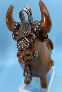 Estatuilla Toro Perú Vintage/Auténtica Madera Esterlina 925 Circa 1960’s - Bonita - Imagen 1 de 12
