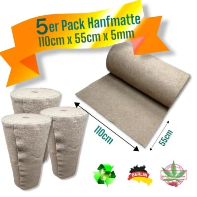ZUGESCHNITTEN DURCH TIERBEDARF JEMIKE® 5x Hanfmatte, Pipi Pad 110cmx55cmx5mm für Kaninchen, Maus, Stall, Meerschwein