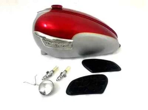 Triumph T120 Gas Petrol Fuel Tank Alloy Cherry & Silver Paint Complete |Fit For - Picture 1 of 6
