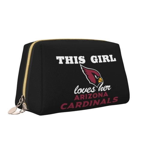 Arizona Cardinals This Girl Loves Her Leather Makeup Bag Cosmetic Storage Bag Cover