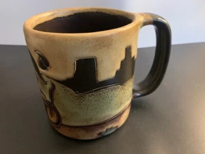 MARA Cyclist Themed Ceramic Stoneware COFFEE CUP / MUG - Earthy Tone - Signed - Picture 1 of 7