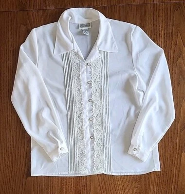 Blusa Christie Jill Vintage Color Blanco Talla 12 Usada Foto 1 de 4