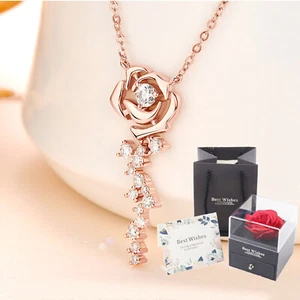 Fashion Pendant Moissanite Necklace Xmas Gifts for Women 925 Sterling Silver Box - Picture 1 of 12