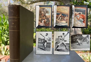 1911 OUTING MAGAZINE v 58 Antique Covers BASEBALL Article Pics Wagner Cobb C.Mat - Picture 1 of 17