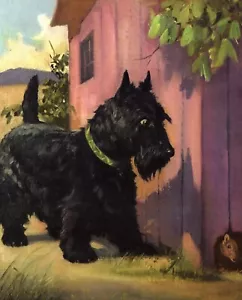 Vintage Scottish Terrier Print Wesley Dennis Illustration Gallery Wall Art 6081u - Picture 1 of 1