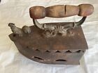 Antique 1800S Cast Iron Sad Coal/Charcoal Iron Clothes Press Rooster Latch