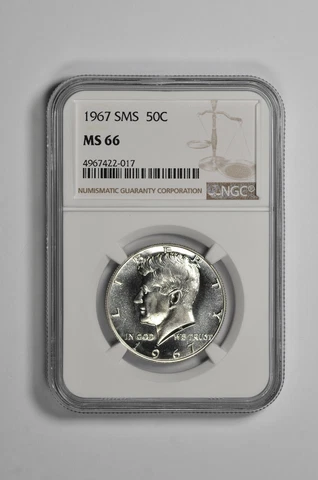 1967 SMS 50C Kennedy Half Dollar NGC MS 66 Cover