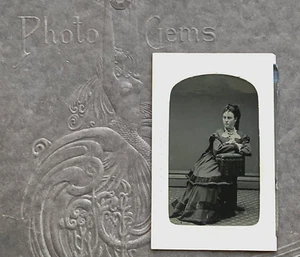 HERMOSA MUJER JOVEN Preciosa FOTO TIPO TINTE Guerra Civil c 1870 Massachusetts - Imagen 1 de 4
