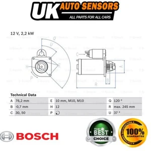 Fits Volvo XC60 V60 V70 XC70 S60 C30 2.4 2.0 D Bosch Starter Motor #1 - Picture 1 of 4