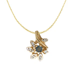 Natural Alexandrite Color Change Dia 14K YG Necklace Pendant With Certificate - Picture 1 of 5