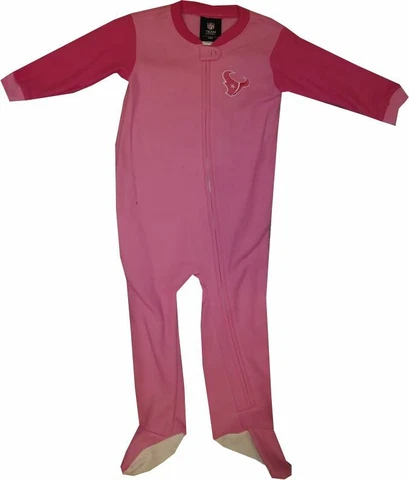 Houston Texans Sleeper Coverall Pink Girls Infant Baby Pajamas Cover
