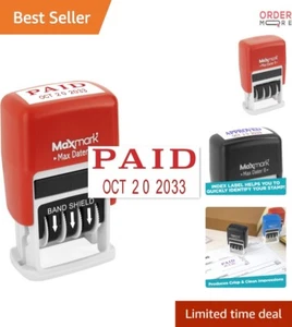 Self-Inking Rubber Date Stamp Paid Phrase & Date Red Ink Office Stamp - Picture 1 of 9