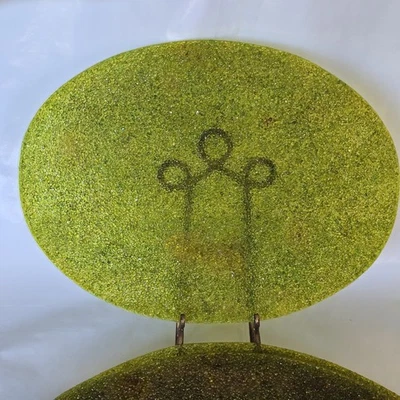 (10) Vtg MCM Popcorn Melted Plastic Green Placemats 18x13 Textured - Image 1 of 4