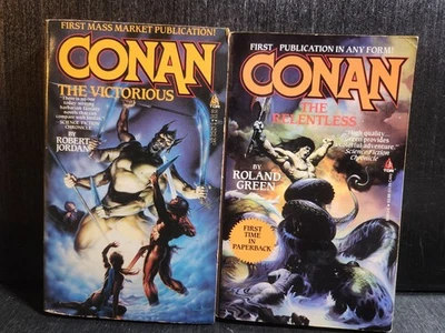 CONAN VINTAGE TOR PAPERBACKS THE VICTORIOUS THE RELENTLESS 1st PRINT VALEJO  FVF - Image 1 of 4