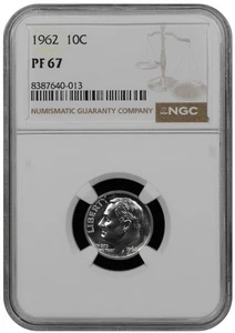 1962 Proof Roosevelt Dime graded by NGC PF 67 - Picture 1 of 2