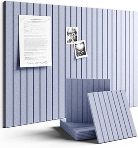 Large Felt Bulletin Board 36" x 24" Cork Fine-Stripe 6-Pack, Soft Periwinkle  - Picture 1 of 7