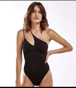 VIX Paula Hermanny Rai One Piece Black One Shoulder Size Small NWT - Picture 1 of 9