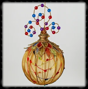 KATHERINE’S COLLECTION Large Mesh Beaded Christmas Ornament | Carnival | NOS - Picture 1 of 4