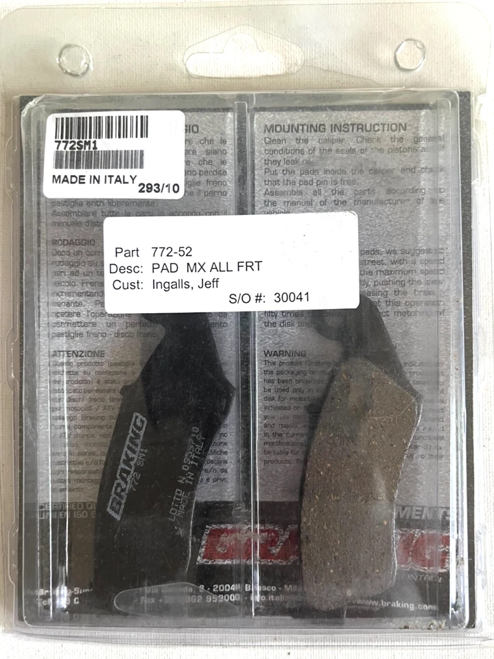 刹车片套件,前制动 772SM1 适用于:Aprilia MXV450 RXV 450/550 Beta RR — 第 1/1 张图片