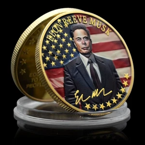 Moneda de Oro Elon Musk Firmada Cita Hombre Rico Trump U Espacio X Twitter C Marte África - Imagen 1 de 15