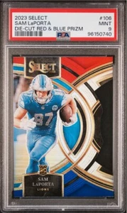 2023 Panini Select SAM LAPORTA Red/Blue Prizm Premier Rookie 106 RC Lions PSA 9 - Picture 1 of 4