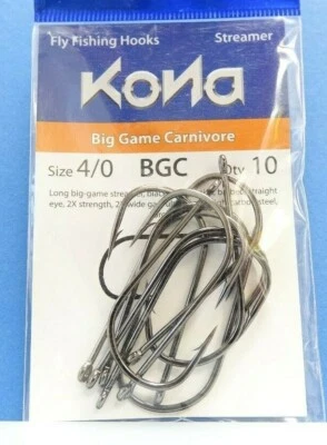 KONA USA Big Game Carnivore Hooks 10 x 4/0 starkdrähtig black nickel Kona 4/0 - Bild 1 von 4