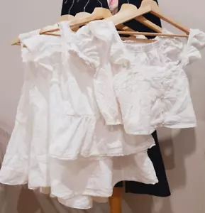 Cotton Linen Lace embroidered Pin tuck Blouse Swing Tank Top Size M White - Picture 1 of 22
