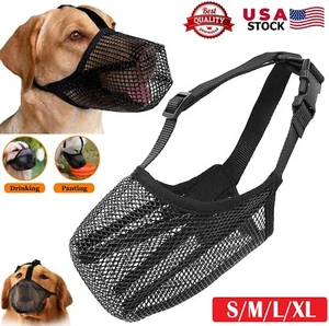 Pet Dog Muzzle Anti-lick Anti-Biting Chewing Bark Licking Mouth Cover Mesh Mask - Picture 1 of 20