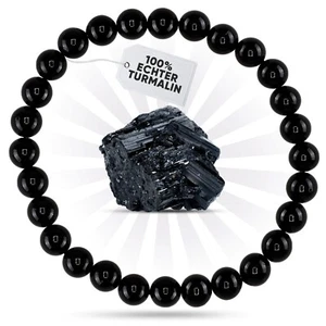 Edelstein Armband aus echtem Naturstein: Turmalin (Schörl) | 6mm Kugelarmband - Bild 1 von 7