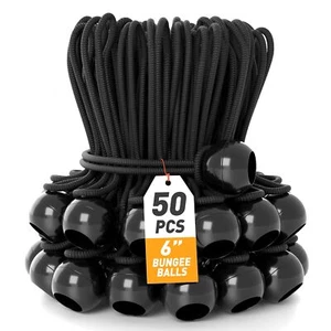 6 Inch Bungee Cords with Balls - 50 Pieces Heavy Duty Ball End Bungie Straps ... - Picture 1 of 8