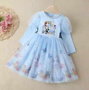 Girls Disney Frozen Long Sleeve Dress / Age 6-7 - Picture 1 of 4