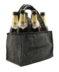 Herrenhandtasche Bier Männerhandtasche aus Filz mit 6 Fächern für Bierflaschen - Bild 1 von 6