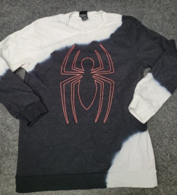 Sudadera Marvel Spider-Man Niños XL Negra Blanca Teñida Crew Box Almuerzo Exclusiva Foto 1 de 4
