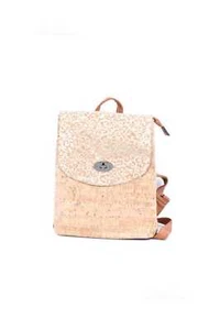 Mochila Mujer Corcho con Asas Ecopiel, Dibujo Rizos Plata 25x13x33 CM - Imagen 1 de 3
