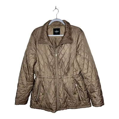 Chaqueta antiniebla Tower By London para mujer XL bronceada acolchada cremallera completa exterior informal Foto 1 de 4