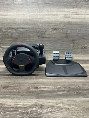 Logitech MOMO Racing Force Feedback Steering Wheel/ Pedal E-UH9 NO POWER ADAPTER - Image 1 of 4