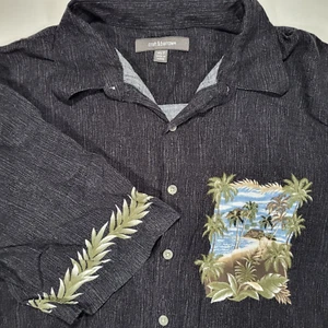 Camisa Croft & Barrow Para Hombre XLT XL Alta Negra Palmeras Hawaianas Manga Corta - Imagen 1 de 8