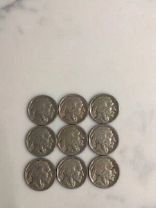 9 coins BUFFALO NICKELS  9 PER LOT random dates - Picture 1 of 2