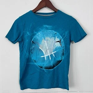 Old Navy Active Boys Graphic T-Shirt Size L Aqua Teal Blue Basketball Go-Dry Te - Picture 1 of 8