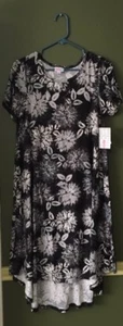 NWT LuLaRoe CARLY ~ SMALL ~ BLACK WHITE & SHADES of GRAY FLOWERS Floral Unicorn - Picture 1 of 2