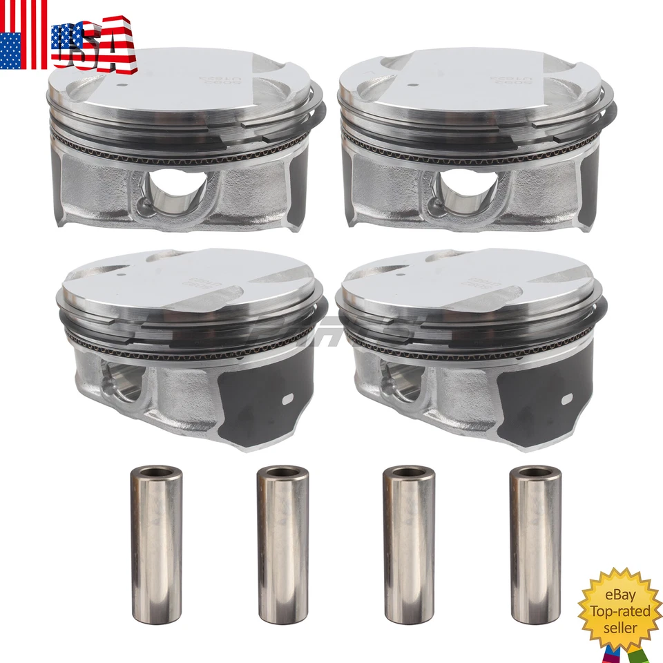 4 Set Engine Piston & Rings Kit For Pontiac G5 G6 Solstice Chevy Malibu 2.4L L4 - Image 1 of 4