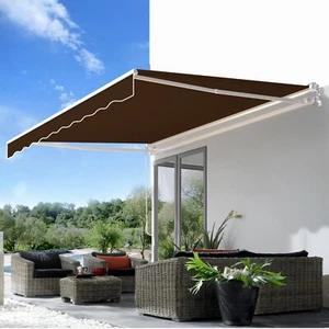 Patio Awning Manual Retractable Sun Shade Canopy Outdoor Deck Shelter 4 Size - Picture 1 of 393