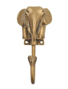 Messing Haken Hänger Halb Elefant Figur Hut Mantel Vintage Wandmontage Wohndeko - Bild 1 von 12