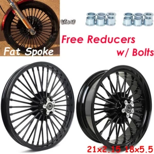 21x2.15 18x5.5 Fat Spoke Wheels Rims for Harley Softail Deuce Custom FXST FXSTC - Bild 1 von 12